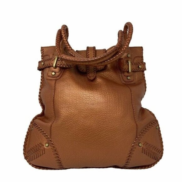 Billy Bag Womens Tote Handbag Brown Leather Stitched Dual Handle Magnetic Large - Picture 1 of 4